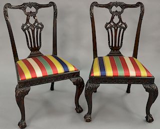 Pair of George II style mahogany side chairs. ht. 38in.