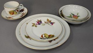 Royal Worcester Evesham fine porcelain dinnerware set, serving for six with thirty-nine serving pieces, 104 total pieces.