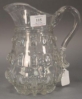 Pattern glass pitcher (similar to flint glass waffle pattern). ht. 8 1/2in.