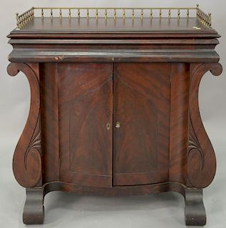 Empire mahogany server with brass gallery drawer and two doors. ht. 42in., wd. 40in., dp. 19in.