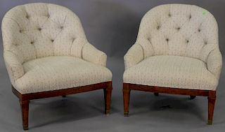 Pair of upholstered boudoir chairs. ht. 28 1/2in.