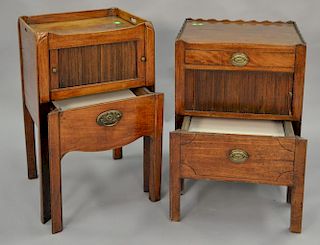 Two George IV mahogany commode/cabinets, each with tambour door. ht. 29in., top: 18" x 21" and ht. 31in., top: 16" x 19"