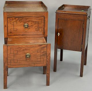 Two English mahogany cabinets, one with single door. ht. 29in., wd. 13in., dp. 13in. and ht. 30in., wd. 18in., dp. 18in.