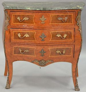 Louis XV style marble top commode. ht. 31in., wd. 32in., dp. 16in.
