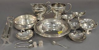 Sterling silver group to include bowls, salts, small tray, sugar and creamer, horderve forks, salt spoon, etc. approximately 
