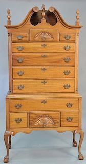 Mahogany Chippendale style highboy with bonnet top. ht. 81in., wd. 40in., dp. 20in.