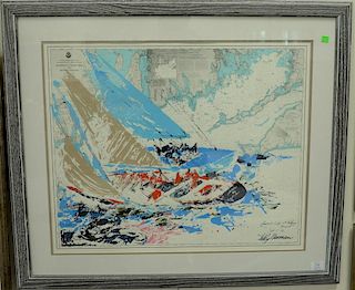 LeRoy Neiman (1921-2012) serigraph "Americas Cup 19th Challenge Newport Sept 17 64', sight size 24" x 29".