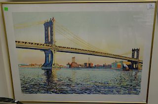 Gael, pencil signed lithograph "Manhattan Bridge", 30/275, 20" x 30".