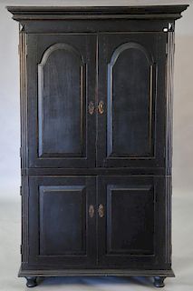 Contemporary armoire cabinet with four doors and shelves. ht. 75in., wd. 40in., dp. 26in.