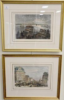 Set of eight framed Harper's Weekly and Illustrated London News hand colored lithographs, all framed and matted. ss 10 1/4" x