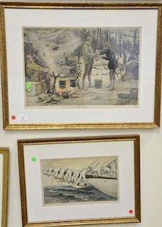 Group of six prints, Harper's Weekly, A.B Frost ship prints. ss 14" x 9" to 15" x 20 1/2"