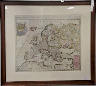 Gerard Valck hand colored engraved map L'Europe devisee suivant l'esterdue de Les Principaux Estats subdivises en Leurs Princ