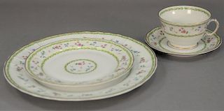 Limoges "Artois" pattern dinnerware set, service for 16 (minus one saucer), sold by Bernardaud & Co. Limoges, 63 total pieces
