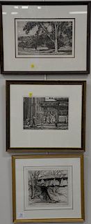 Three etchings to include Reginald Marsh (1898-1954), reprint etching, Tenth Ave at 27th St. 1931; Luigi Lucioni etching, Bey