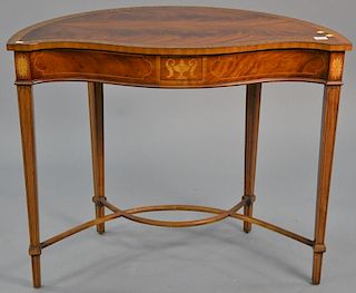 Maitland Smith center table with inlaid top. ht. 34in., wd. 22in., dp. 41in.