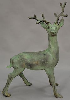 Cast iron outdoor garden deer statue, young buck. ht. 44in., lg. 30in.