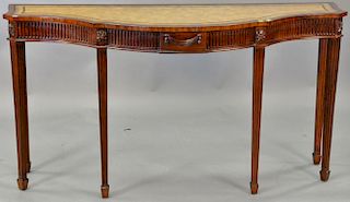 Adams style mahogany leather top console table. ht.32in., wd. 60in., dp. 20in.