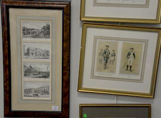 Seven framed lithographs and prints to include a set of double framed Charles Lefters military prints, a set of four framed D