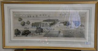 Three framed lithographs including Wall Street in 1820, Roger Varin aquatint (sight size 23" x 15 3/4") and two lithographs f