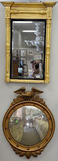 Two mirrors including Federal mirror with gilt frame and bullseye mirror. ht. 32in. & 30 1/2in.