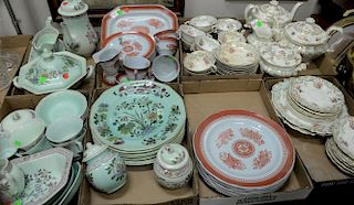 Eight box lots with three partial porcelain dinner sets including Spode Fitzhugh orange porcelain dinnerware set; Adams Calyx