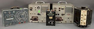 Five piece radio equipment lot to include two Gonset Communicator II, two meter and transmitter-receiver Sico model 76, MFJ-2