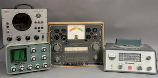 Four piece radio equipment lot to include Heathkit SB-610 Ham "On Air" station monitor scope, RCA Radiomarine, Eico 147A sign