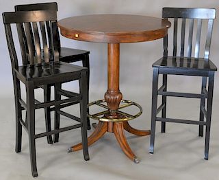 high top round table with three bar chairs. ht. 42in., dia. 36in.
