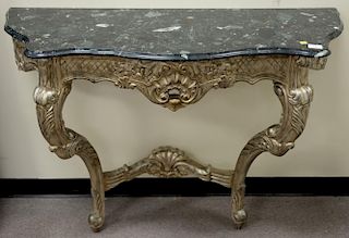 Louis XV style marble top console table. ht. 35in., wd. 44in., dp. 15in.