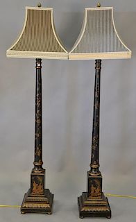 Pair of Oriental style contemporary floor lamps. ht. 57in.