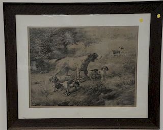Two framed dog prints including Edmund Henry Osthaus print, Setter and Four Pups (sight size 21 1/2" x 28 1/2") and Lewis Led