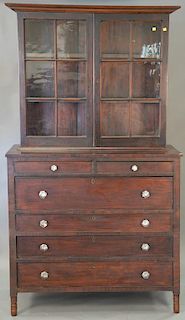 Sheraton two over four drawer chest, now with cabinet top, circa 1830. ht. 80in., wd. 45in., dp. 20in.