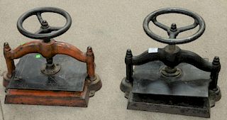Two iron book presses. ht. 14in., & 13 1/2in.