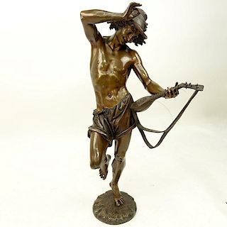 Albert Ernest Carrier-Belle use (FRENCH, 1824-1887) ‘Le Danseur Napolitain au Luth' Bronze Sculpture.