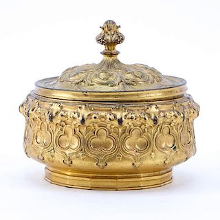 F. Barbedienne (19th Century) French Louis XVI Gilt Bronze Covered Box.