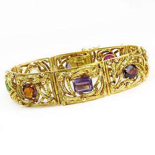 Attributed to: H Stern Vintage Multi Gemstone and 18 Karat Yellow Gold Bracelet.