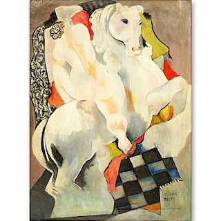 Attributed to: Bela Kadar, Hungarian  (1877-1956) Oil on canvas "Female Nude On White Horse".