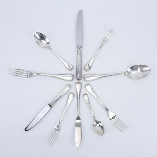 Sixty (60) Pieces Christofle Silver Plate Flatware.