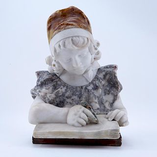 Antique Marble Sculpture "Young Girl Writing".