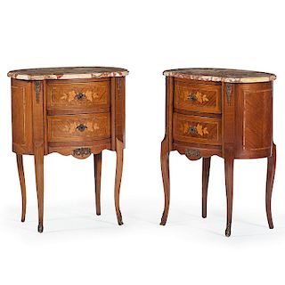 Louis XV-style Marble Top Side Tables