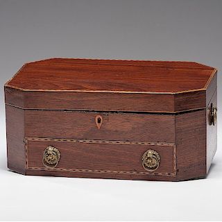 A Fine American Satinwood Sewing Box with Inlay Attributed to Thomas Seymour (1771-1848)