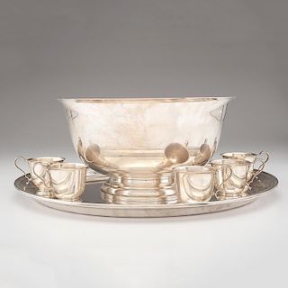 <i>International</i> Sterling Punch Bowl, Cups and Tray, <i>Lord Saybrook</i>