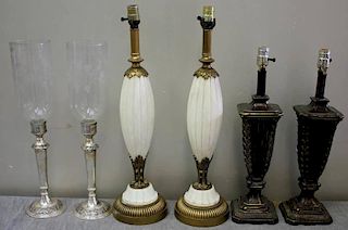 Lighting Lot Including Pair of Marble Lamps.