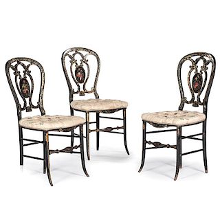 Victorian Ebonized Mother of Pearl Chairs