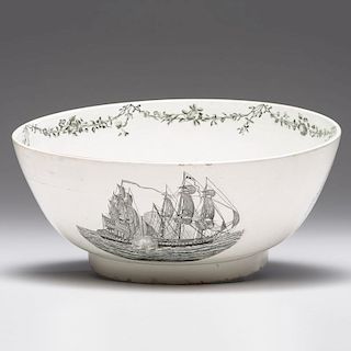 Creamware <i>Numa</i> Ship Punch Bowl