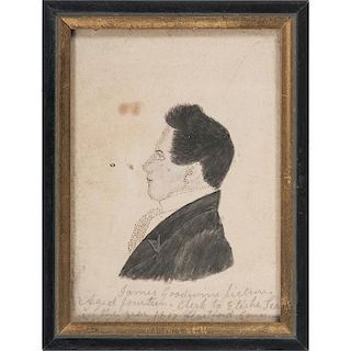Wash and Ink Profile Miniature Portrait of James Goodwin