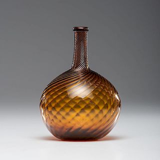 Midwestern Amber Glass Swirl Bottle