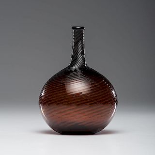 Midwestern Deep Amber Glass Swirl Bottle
