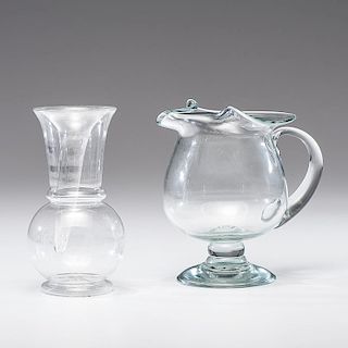 Free Blown Glass Pitcher and Vase