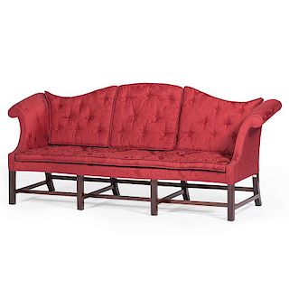New England Chippendale Camelback Sofa